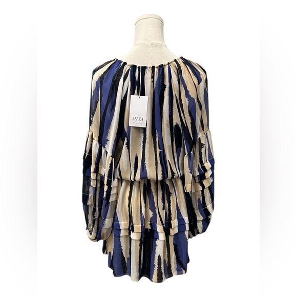MISA LOS ANGELES Karlina Striped Dress Blue Tan White Women Size Small $410 MSRP - Picture 6 of 7